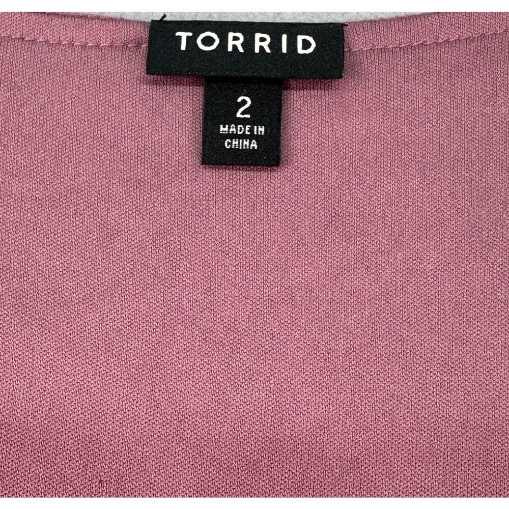 Torrid Mauve Crochet Tassel Tie Cold Shoulder Mini Dress Size 2 Boho - Picture 6 of 11